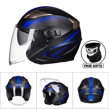 Kask motocyklowy Half Face Double Lens Cool Casco Moto Four Seasons Men