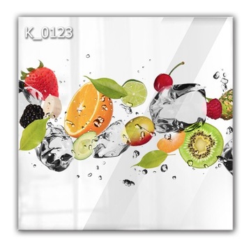 Panel szklany hartowany 60x60 OWOCE KOSTKI LODU kuchnia