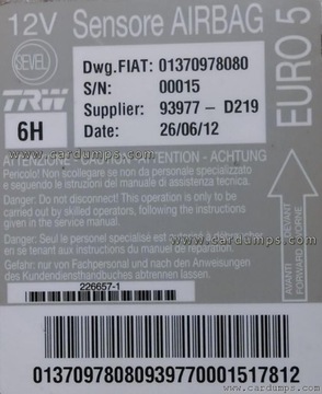 Moduł poduszki powietrznej Fiat OE 01370978080