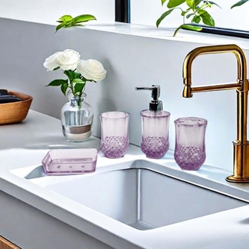 4Pcs Toothbrush Holder Apartment Essentials Lotion Dispenser Purple