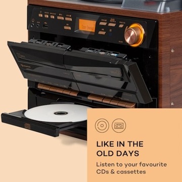 Стереосистема Auna 388-DAB+ Проигрыватель CD-кассеты BT FM/DAB+ USB 2x5 Вт RMS