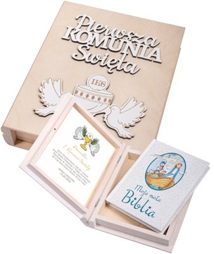 BIBLIA PUDEŁKO PREZENT KOMUNIA ŚW. PAMIĄTKA GRAWER