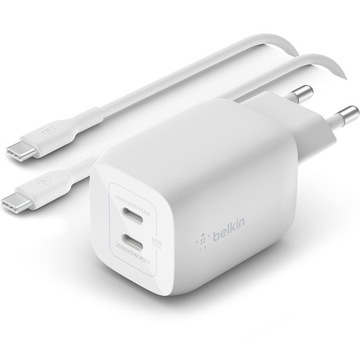Belkin Ładowarka sieciowa GaN 65W 2x USB-C PD 3.0 3A PPS + kabel USB-C 2m