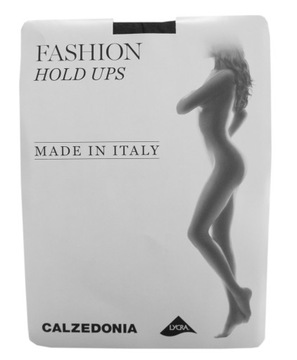 CALZEDONIA pończochy samonośne wzór czarne 1/2 S/M