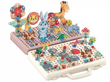 334w1 HQ PUZZLE DO SKRĘCANIA ZOO WALIZKA WKRĘTARKA