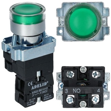 PRZYCISK STEROWNICZY PODŚWIETLANY START ZIELONY