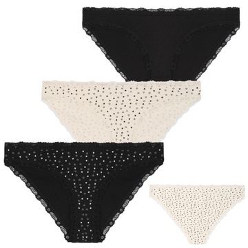 3x Majtki Damskie Figi Bikini Bawełniane w Serduszka Koronkowe MORAJ XL