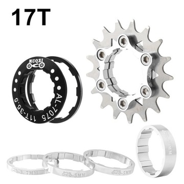 MTB Single Cassette Single Cog Gear 17T Srebrny