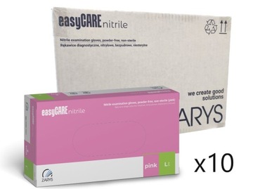 ZARYS RĘKAWICE nitrylowe easyCARE różowe L x10 op