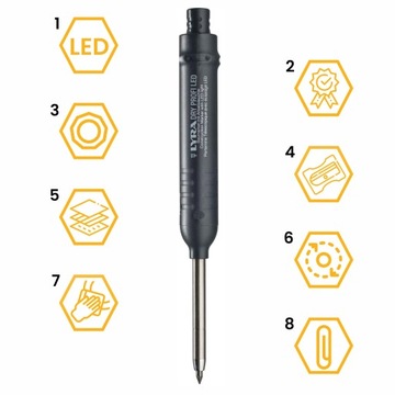 OŁÓWEK BUDOWLANY STOLARSKI ZNACZNIK PROFI TEMPERÓWKA ZMIENNE WKŁADY LED