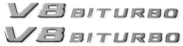 Mercedes V8 BITURBO emblemat znaczek napis chrom (para)