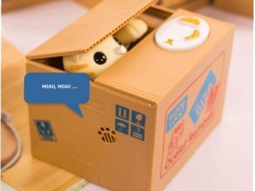 ЭЛЕКТРИЧЕСКАЯ КОПИЛКА КОТЕНОК КОШКА ИНТЕРАКТИВНАЯ АВТОМАТИЧЕСКАЯ мяукает ВОР