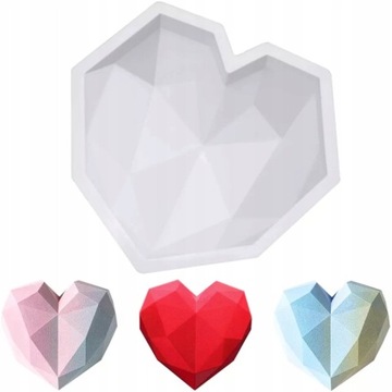 SERCE 3D duża FORMA silikonowa do BABKI DIAMENT FOREMKA TECHNO świąteczna