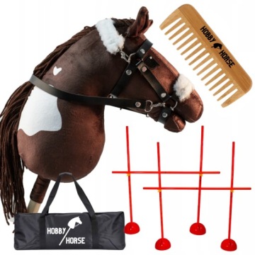 Set Hobby Horse Kůň Na Tyči A3 2x Překážka Na Skákání 120CM Hřeben