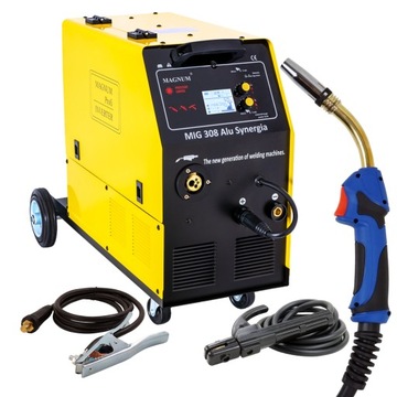 Spawarka MAGNUM MIG 308 ALU SYNERGIA PODWOZIE PODAJNIK 4-ROLKI 300A 400V