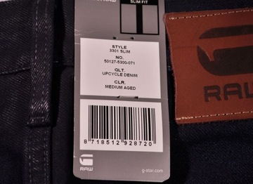 G-STAR spodnie TAPERED regular NAVY jeans RAW _ W36 L32