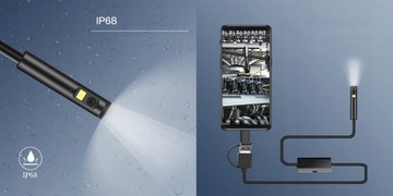 Kamera INSPEKCYJNA do telefonu ENDOSKOP 5metrów ANDROID PC 2xHD IP68 OTG