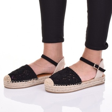 STYLOWE ESPADRYLE DAMSKIE ELEGANCKIE SANDAŁY NA SŁOMCE PLATFORMA