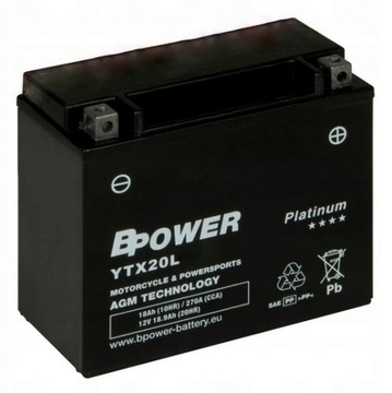 Akumulator Bpower AGM YTX20L 18Ah 270A READY