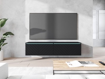 Lowboard 140cm Etna szafka RTV wisząca stojąca półka RTV czarny (jodełka)