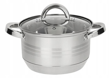 GARNEK STALOWY 16 cm 1,5L MIARKA na indukcję gaz z pokrywką Rossner Austria
