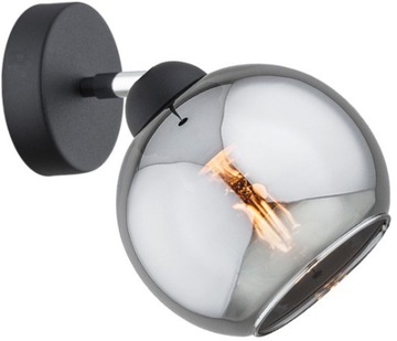 Lampa Ścienna Kinkiet Szklana Czarna Kula Chrom Dior LED E27