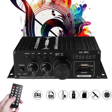 STEREO AUDIO 2-KANAŁOWY WZMACNIACZ, Z REGULATOREM BASÓW I WYSOKOŚCI