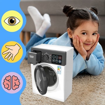 АВТОМАТИЧЕСКАЯ СТИРАЛЬНАЯ МАШИНА ДЛЯ ДЕТЕЙ, ИНТЕРАКТИВНАЯ, СВЕТОДИОДНЫЕ ЗВУКИ, ОТКРЫВАЮЩИЙСЯ БАРАБАН, БЫТОВАЯ ТЕХНИКА