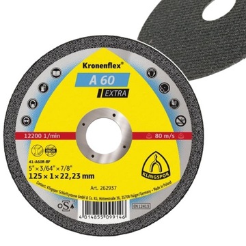 TARCZA DO CIĘCIA METAL INOX 125x1x22 A60 EXTRA KLINGSPOR