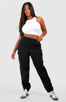 BOOHOO PLUS SIZE SPODNIE CZARNE BOJÓWKI 48 1EGC