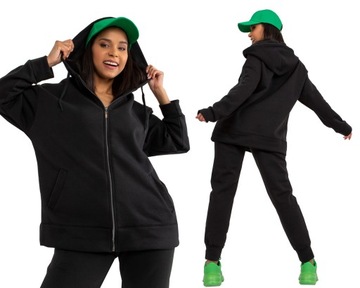 Ciepły DAMSKI dres ROZPINANY dresy F62 czarny L/XL
