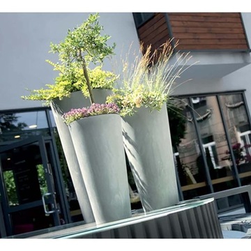 Высокий садовый горшок. Раунд для садового дома. Бетонный эффект 47,6 см