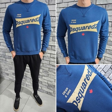 DSQUARED2 r. L bluza LOGO niebieska FIT DSQ2 D2 klasyczna granatowa