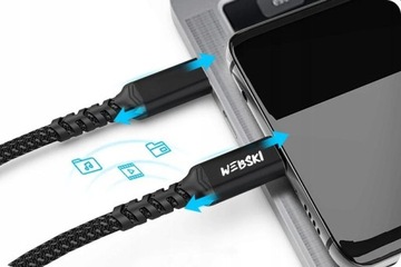KOSTKA DO SZYBKIEGO ŁADOWANIA ZASILACZ USB KABEL DŁUGI TYP-C DO TELEFONU