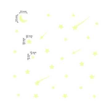 Naklejki Fluorescencyjne Komplet Księżyc Gwiazdki