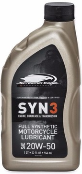 OLEJ SYNTETYCZNY SPRZĘGŁO SKRZYNIA PRZEKŁADNIA HARLEY 20W-50 SYN3