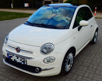 Fiat 500 II Seria 4 1.2 69KM 2017 Fiat 500 1.2 Lounge szklany dach jasny środek ładny zadbany bezwypadkowy