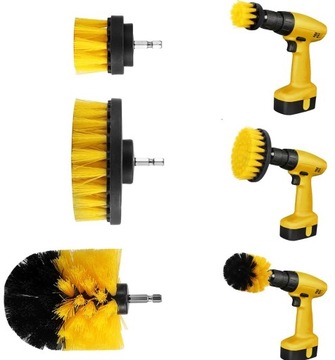 3szt SZCZOTKA SZCZOTKI NYLONOWE NA WIERTARKĘ DO CZYSZCZENIA FELG DYWANIKÓW