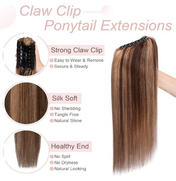 Наращивание волос на зажим для хвоста 45 см хвост с мелированием 4П27Г