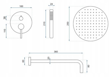 ДУШЕВОЙ НАБОР СКРЫТОГО ПОЛОЖЕНИЯ LUNGO GLOSSY GOLD LIGHT GOLD GOLD REA