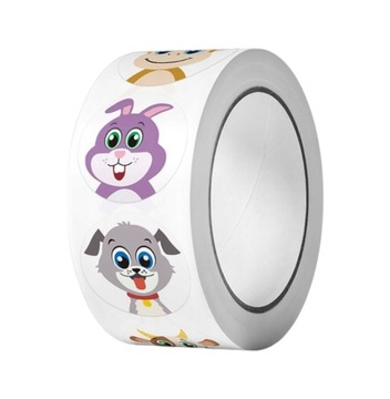 Naklejki motywacyjne 500 Szt Dla dzieci zwierzęta na rolce naklejka 25 mm