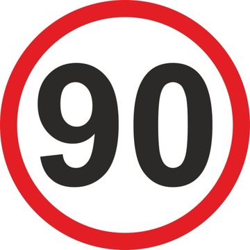 Naklejka OGRANICZENIE PRĘDKOŚCI 90 km/h znak na naczepę przyczepę 10 cm