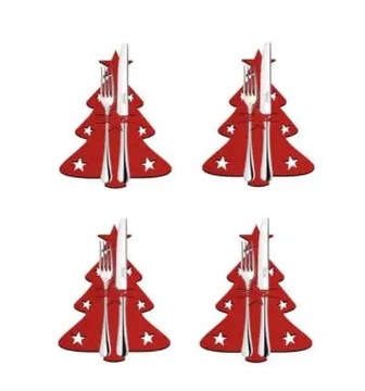 4pcs New Christmas Tree Cutlery Knife And Fork Cover Table Decoration