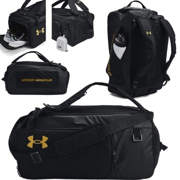 UNDER ARMOUR TORBA SPORTOWA Z FUNKCJĄ PLECAKA 2IN1 CONTAIN SM DUO CZARNY