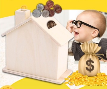 копилка, деревянный домик, копилка, поделки для декора, декупаж