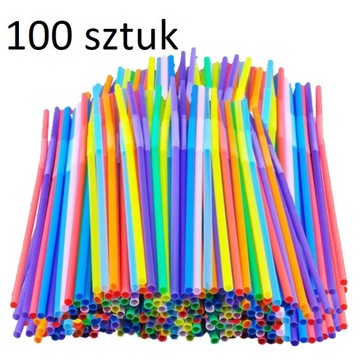 Słomki plastikowe do picia wielokrotnego użytku | 100 sztuk