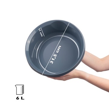 MISKA PLASTIKOWA 6L MIEDNICA CIEMNOSZARA