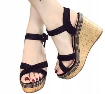 Moda DAMSKIE Sandały Na Koturnie WYGODNE r.35-42