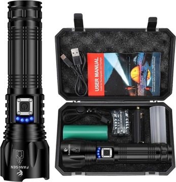 FANESEN LATARKA TAKTYCZNA LED XHP702 ZOOM AKUMULATOROWA WODOODPORNA 30000LM
