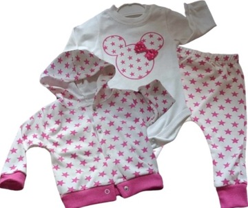 3 CZ. KOMPLET DRES NIEMOWLĘCY body bluza spodnie 74